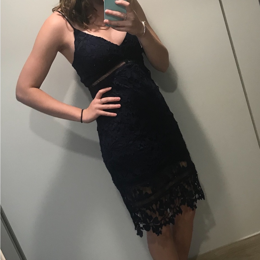 Astr Midnight Blue Lace Dress - Picture 3 of 9